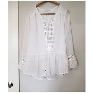 White Boho chic sheer blouse